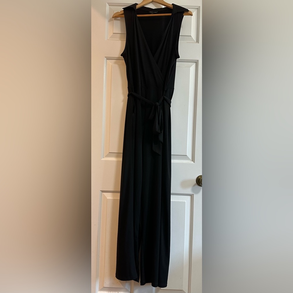 Nina Leonard Black Collared Wrap Jumpsuit - Picture 2 of 6
